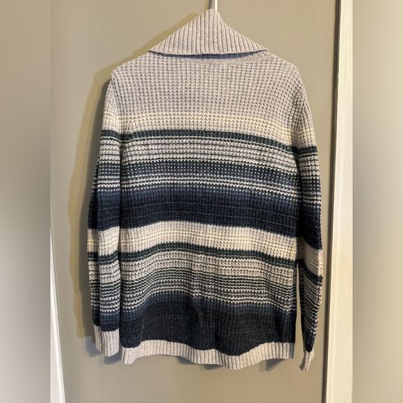 L.L. Bean Like-New Waffle Knit Cowl Neck Striped Sweater - Cotton, Merino Wool - Picture 8 of 8